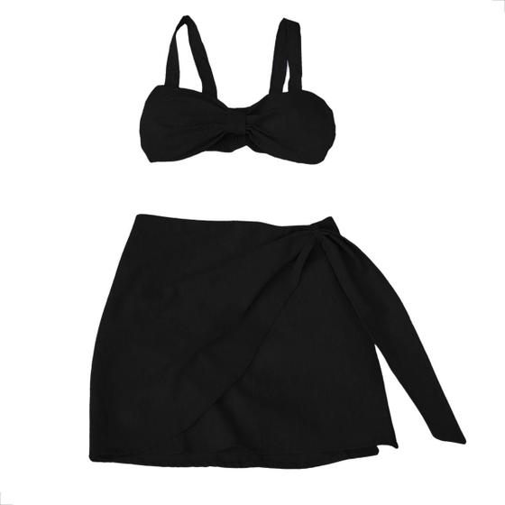Imagem de Conjunto Top e Saia Linho com Faixa Transpassada Moda Elegante