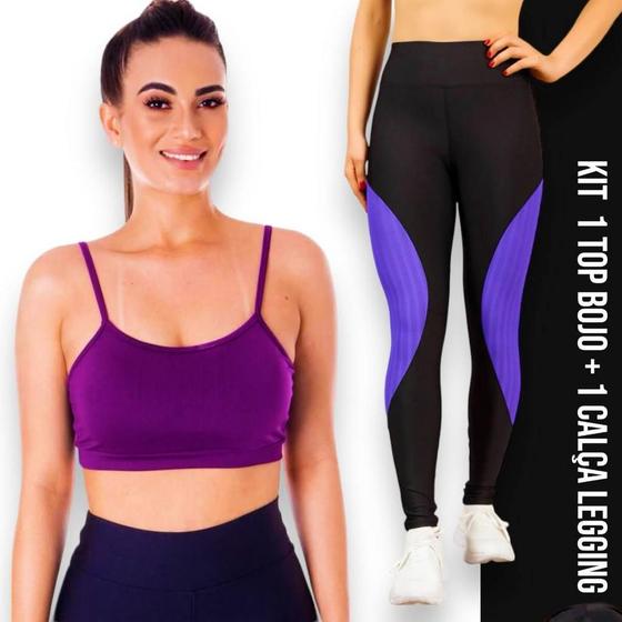 Imagem de Conjunto Top fitness ALÇA FINA bojo Feminino + Calça LEG LEGGING REDINHA Academia Corrida 625