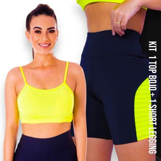 Imagem de Conjunto Top fitness ALÇA FINA bojo Feminino + Short LEG LEGGING REDINHA Academia Corrida 644