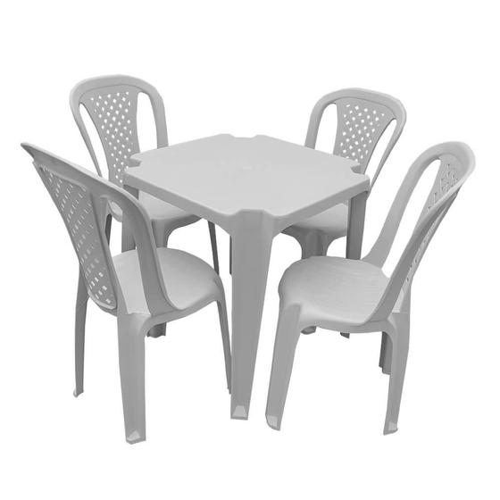 Imagem de Conjunto TopPlast com Mesa de Plástico Top e 4 Cadeiras Valentina - Branco