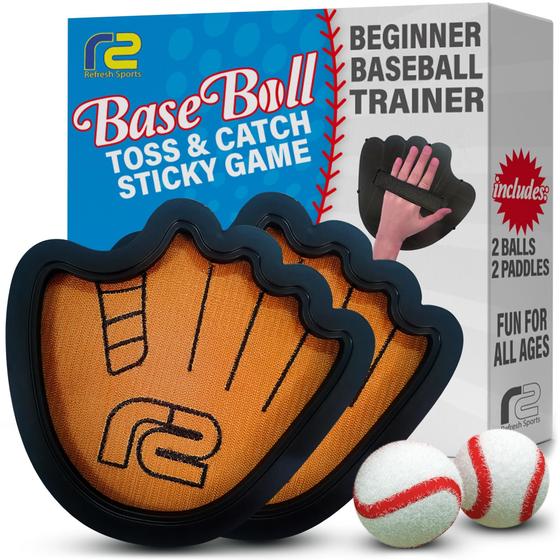 Imagem de Conjunto Toss and Catch Ball Refresh Sports Beginner com bolas adesivas e luvas de treinamento de beisebol para crianças, remo de brinquedo