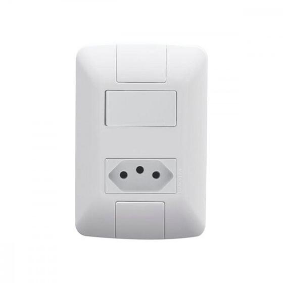 Imagem de Conjunto Tramontina Aria 4X2 Branco Com Placa (1 Simples+1Tomada )  57241/064