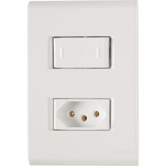 Imagem de Conjunto Tramontina Liz 4X2 Branco Com Placa (1 Paralelo+Tomada 10A)