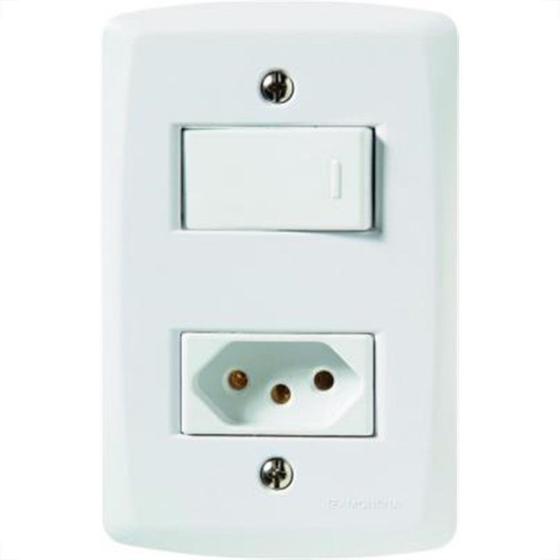 Imagem de Conjunto Tramontina Lux 4X2 Branco Com Placa (1 Simples+1Tomada )