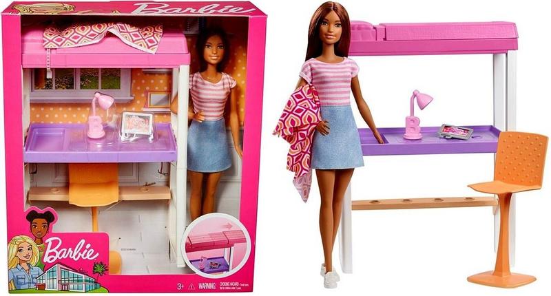 Imagem de Conjunto Transformável Boneca Menina Barbie Morena - Quarto E Escritório - Mattel