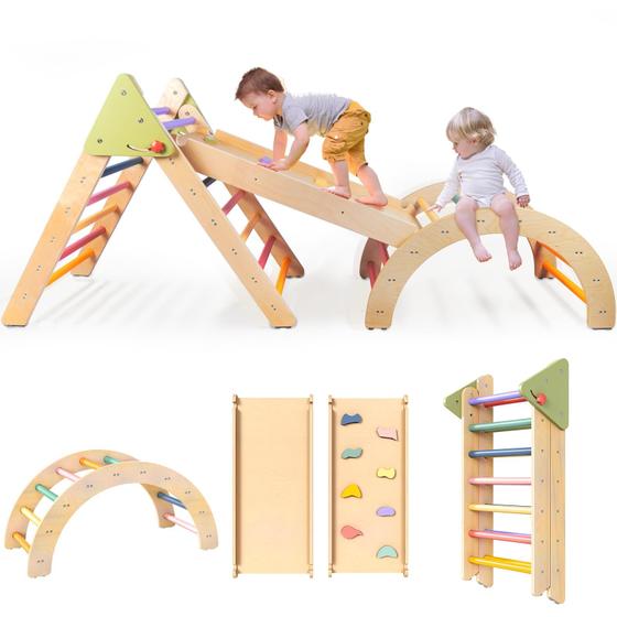 Imagem de Conjunto Triangular Pikler LOL-FUN - Brinquedo de Escalada para Crianças (1 a 3 anos)