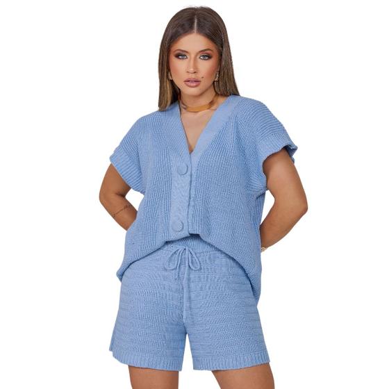 Imagem de Conjunto Tricot 2 Peças Verão SHorts Camis Kimono Saída de Praia
