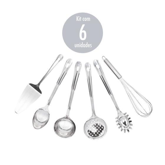 Imagem de Conjunto Utensílio Cozinha Em Aço Inox Kit 6 Peças Excelente