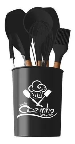 Imagem de Conjunto Utensílios De Cozinha Silicone Prático - Preto