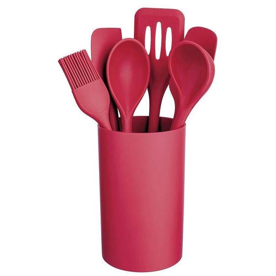 Imagem de Conjunto Utensílios de Silicone 7 Peças Vermelho Euro SIL3338-VM