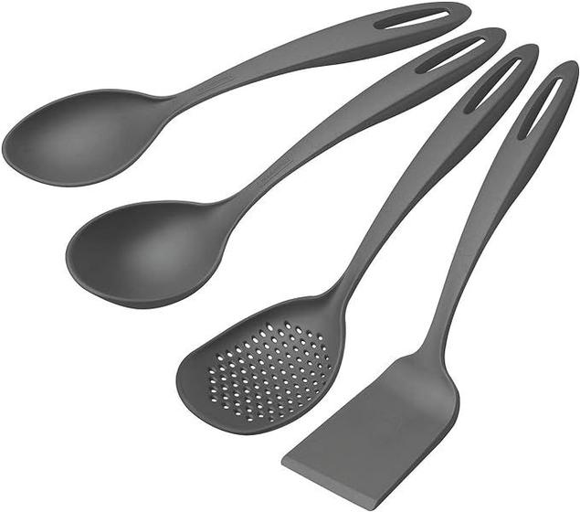 Imagem de Conjunto Utensílios Tramontina Nylon Pegador Colher Silicone Cor Preto