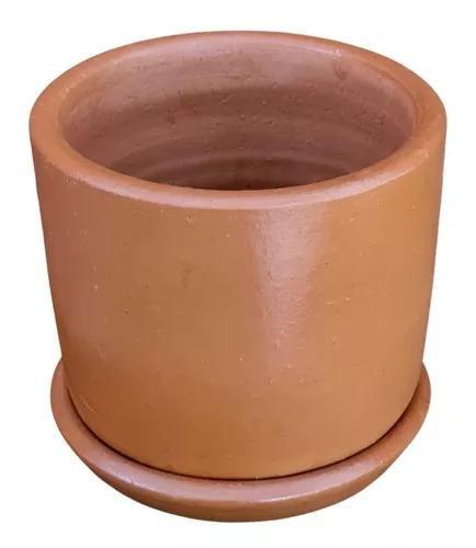 Imagem de Conjunto Vaso De Barro Para Plantas Mini Cilindro N4 C/prato