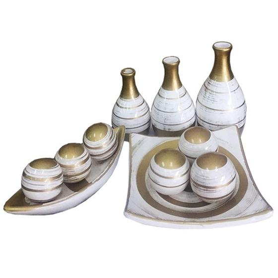 Mesa De Cerâmica Vaso Decoração Sala De Estar Com Ouro Branco 18cm*29cm Novo em folha 