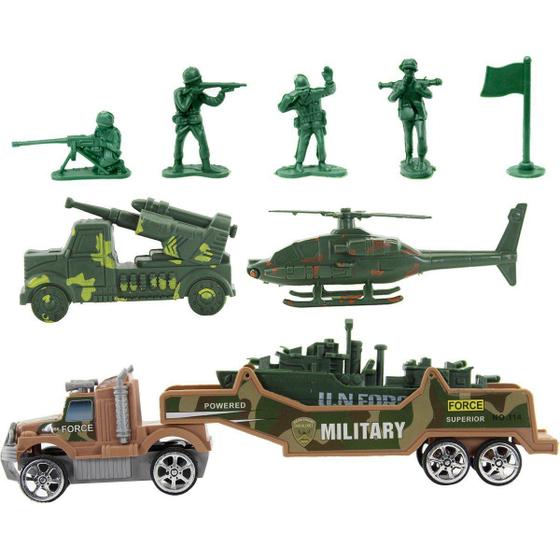 Imagem de Conjunto Veículos Militares Verdes Miniatura 9 peças