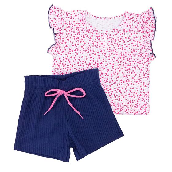 Imagem de Conjunto Verão Infantil Cropped Coração Rosa Menina