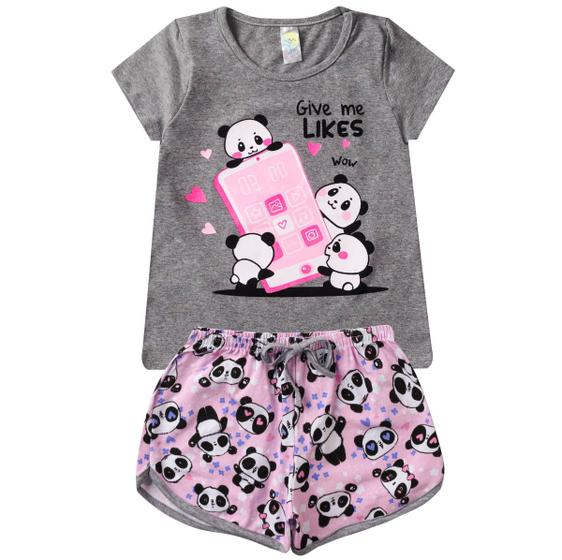 Imagem de Conjunto Verão Infantil Juvenil Feminino Blusinha e Shorts em Algodão + Cotton Roupa Menina Tamanhos 10 12 14 16