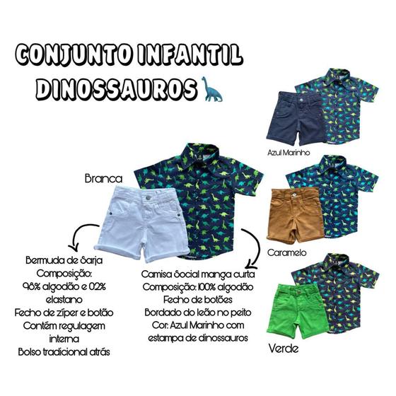 Imagem de Conjunto Verão Menino Confortável Camisa Social + Bermuda