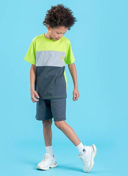 Imagem de Conjunto Verão Menino Infantil Energy Camiseta e Bermuda com Recortes MLK