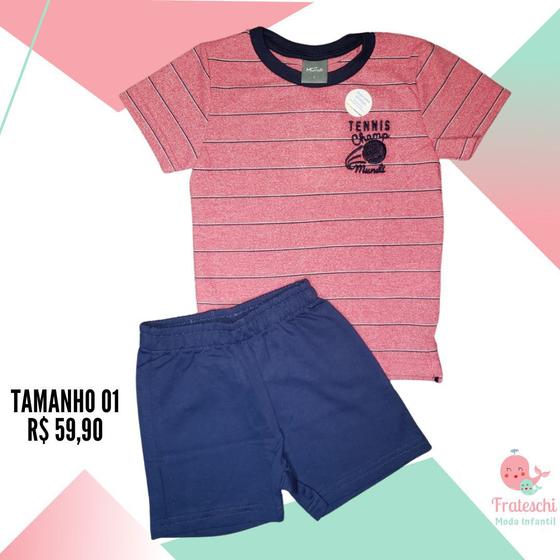 Imagem de Conjunto verão menino malha mundi infantil - tam 1