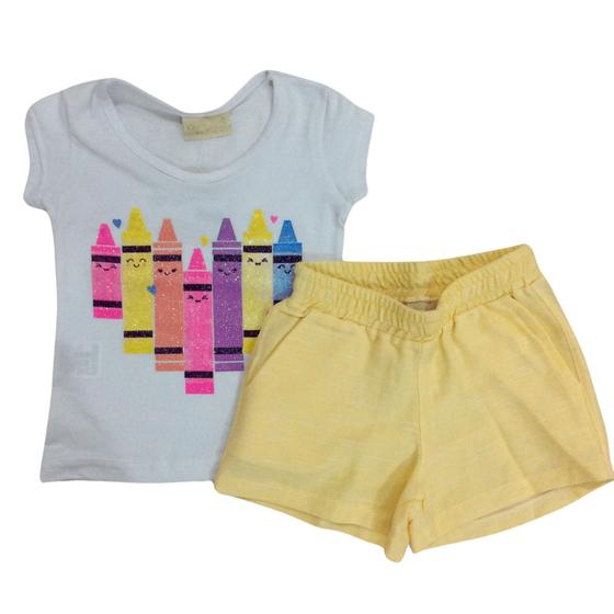 Imagem de Conjunto Vrasalon Fem Infantil Branco e Amarelo