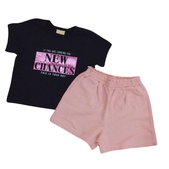 Imagem de Conjunto Vrasalon Fem Infantil Preto e Rosa