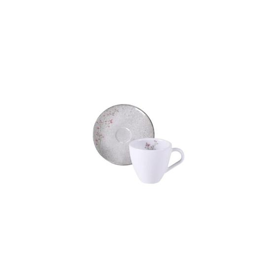 Imagem de Conjunto Xícara e Pires de Café Tramontina Floralis em Porcelana Decorada 95 ml 2 Peças