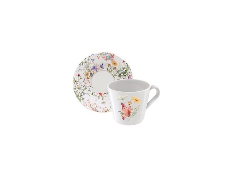 Imagem de Conjunto xícara e pires de chá ana clara em porcelana decorada tramontina