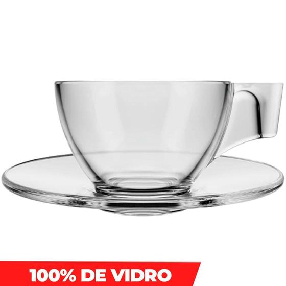 Imagem de Conjunto Xicara e Pires Ideal para Café 90ml Vidro - Duralex