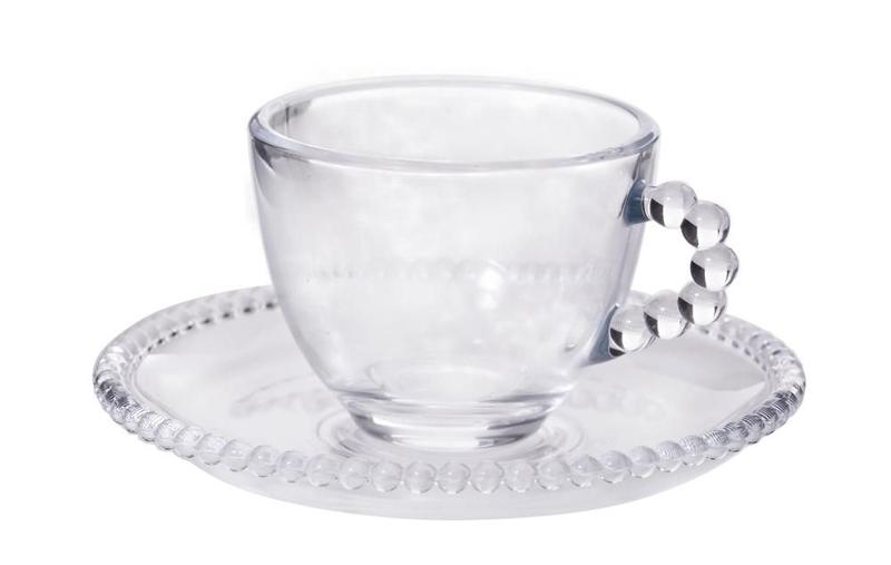 Imagem de Conjunto Xícaras e Pires Pérola 90ML Vidro 12 Peças