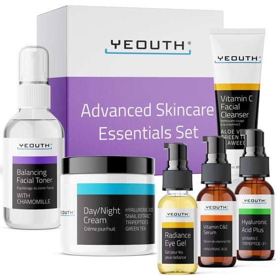 Imagem de Conjunto YEOUTH de Cuidados com a Pele - 6 Peças com Ácido Hialurônico e Vitamina C