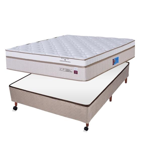 Imagem de Conjunto Zen Plus Bioquântico Vibroterapia Casal Box Castor Revolution Bege 138x188x76cm
