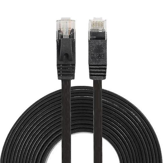 Imagem de Conjuntos de acessórios de computador 7.6m cat6 ultrafino flat ethernet rede lan cabo patch lead rj45 preto