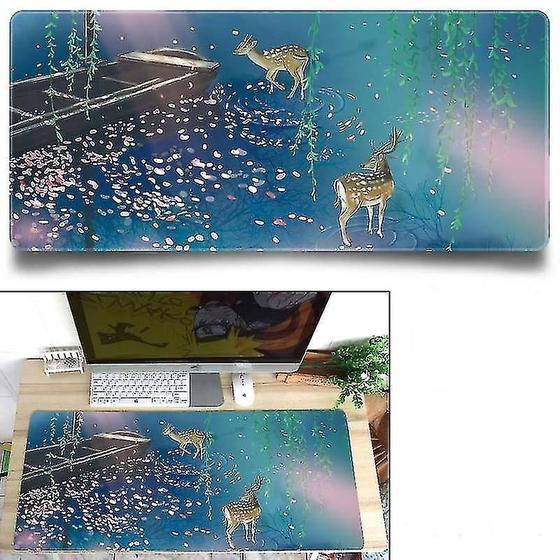 Imagem de Conjuntos de acessórios de computador transferência de calor de escritório bonito mouse pad tapete de mesa cor: 900x400x3mm sika deer