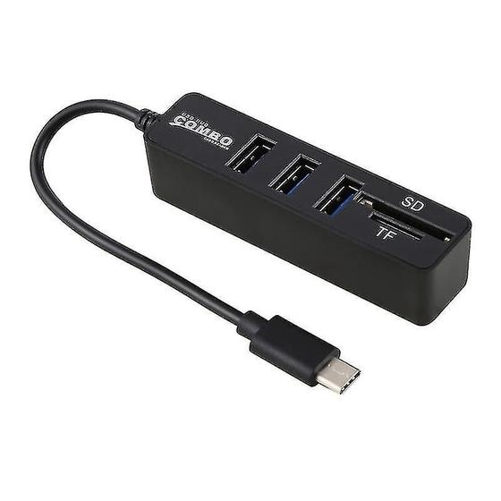 Imagem de Conjuntos de Acessórios para Computador 2 em 1: Leitor de Cartão SD/TF + Hub USB-C com 3 Portas USB