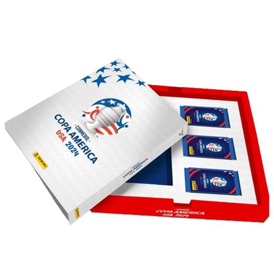 Imagem de CONMEBOL COPA AMÉRICA USA 2024 - Kit Box Premium Álbum Capa Dura Prata + 30 Envelopes