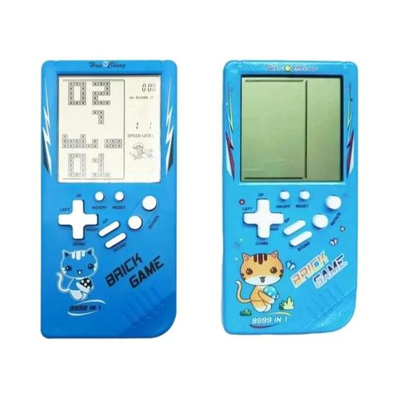 Imagem de Console de Jogo Portátil Retro com Tela Grande Azul - Brinquedo Eletrônico Clássico