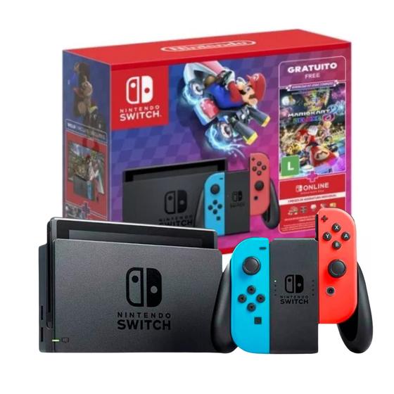Console Nintendo Switch 32GB V2 Com Jogo Digital Mario Kart 8 Deluxe Menor preço em Console Nintendo Switch 32GB V2 Com Jogo Digital Mario Kart 8 Deluxe