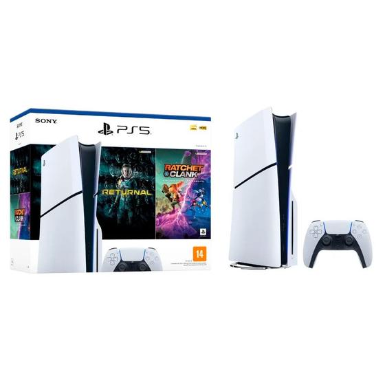 Console PlayStation 5 Slim Disk Edition Branco 1TB + Returnal e Ratchet e Clank PS5 Menor preço em Console PlayStation 5 Slim Disk Edition Branco 1TB + Returnal e Ratchet e Clank PS5
