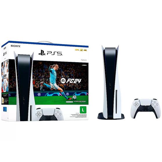 Imagem de Console PlayStation 5 Standard Edition Branco + EA Sports FC24 + Controle Sem Fio Dualsense Branco
