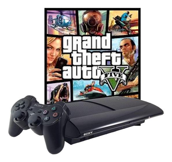 Imagem de Console PS3 Super Slim 500gb Grand Theft Auto V Cor  Charcoal Black