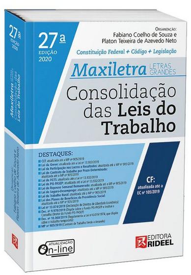 Imagem de Consolidacao das leis do trabalho - constituicao federal + legislacao - RIDEEL