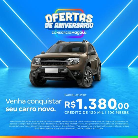 Imagem de Consórcio de Carro - 120 Mil - 100 Meses - OFERTA DE ANIVESÁRIO