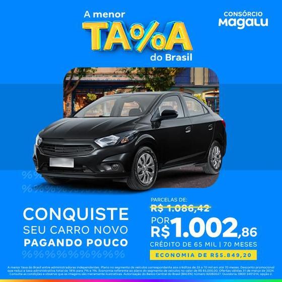 Imagem de Consórcio de Carro - 65 Mil - 70 Meses - Menor taxa do Brasil