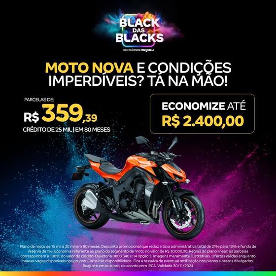 Imagem de Consórcio de Moto - 25 Mil - 80 Meses - OFERTA BLACK