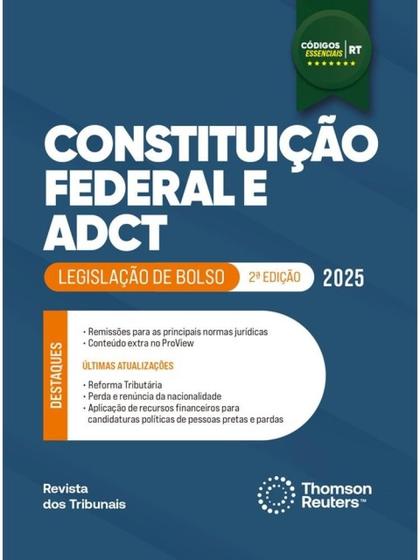 Imagem de Constituição federal e adct - códigos essenciais - legislação de bolso - 2025