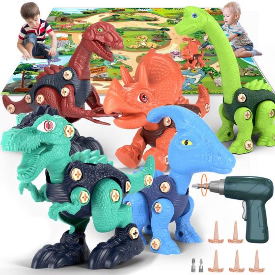 Imagem de Construindo brinquedos para dinossauros Jasonwell Kids STEM com tapete de brincar