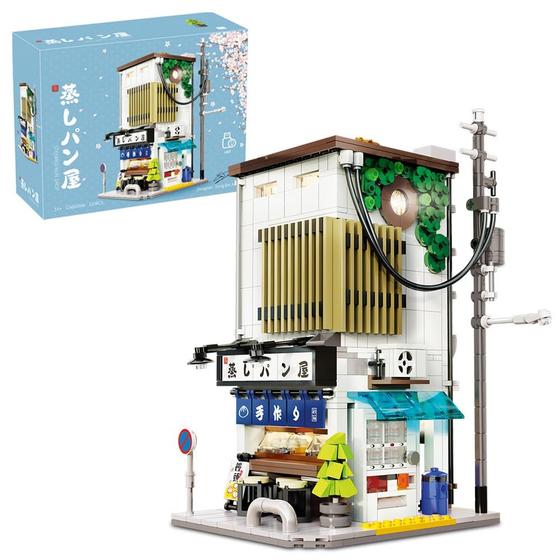 Imagem de Construir C66006W japonês coque cozido no vapor Casa MOC Building Kit, CADA Master 1108 peças Street View tijolos com conjuntos de iluminação, brinquedos de construção para adultos e adolescentes, compatível com Lego House