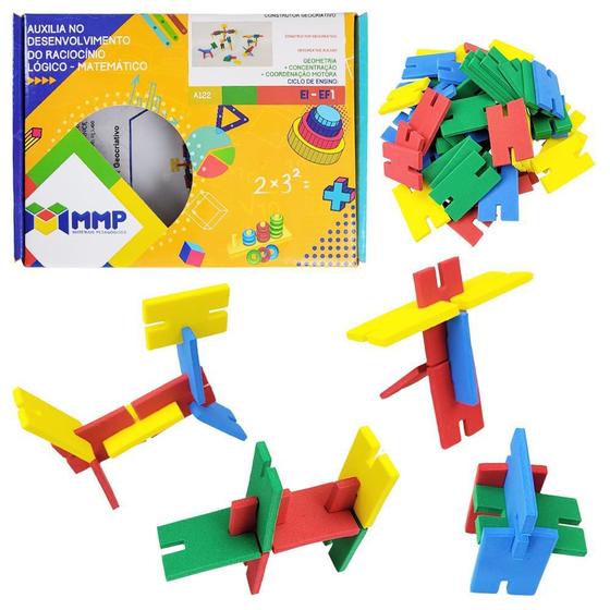 Imagem de Construtor Geocriativo Material Pedagógico Didático 80 Peças