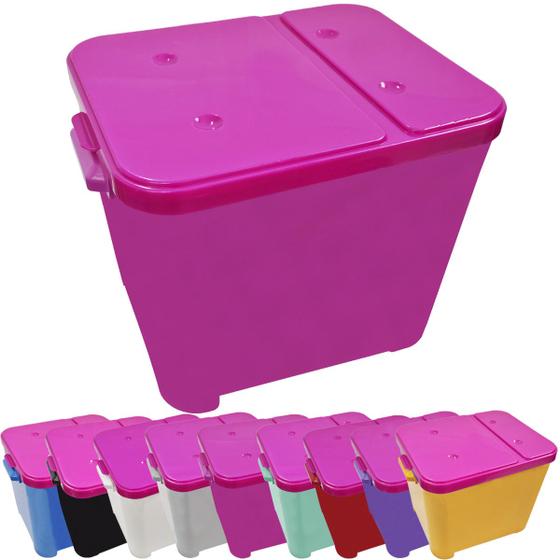 Imagem de Container Porta Ração Canister Plástico com Tampa Rosa Protege Conserva Furacão Pet 15 Kg Rosa com Tampa Rosa