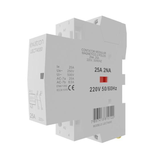 Imagem de Contator Circuitos de Comando Modular 2 Polos, 2NA, 25A, 220V Exatron